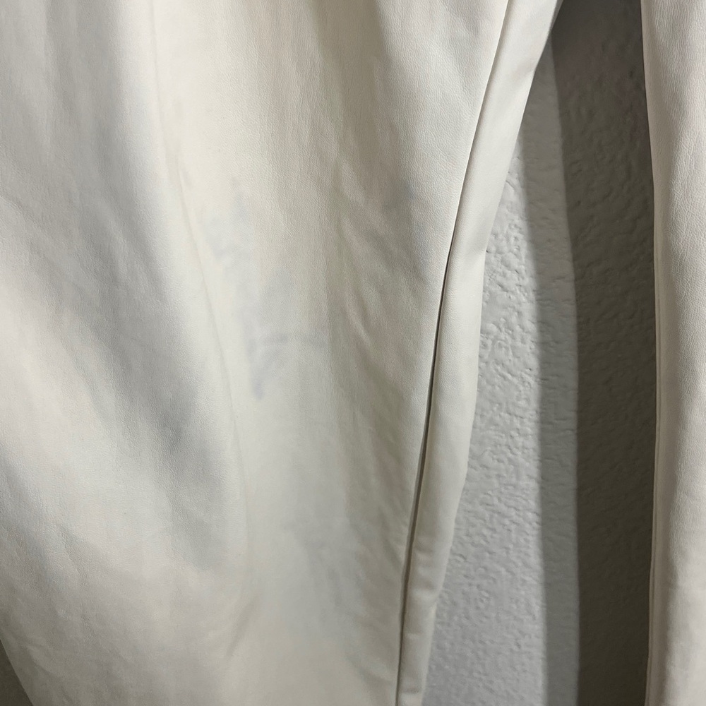MOTHER Faux Leather Weekend Heel Size Wide Leg High-Waist Cream Trousers Sz 33 - Picture 12 of 12